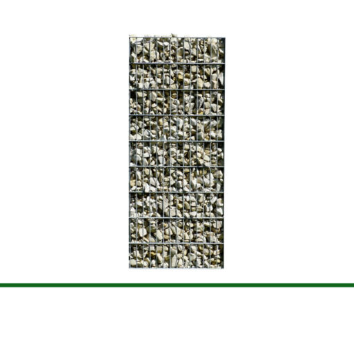 Gabionenzaun silber 80 x 180 cm mit Steine gelb