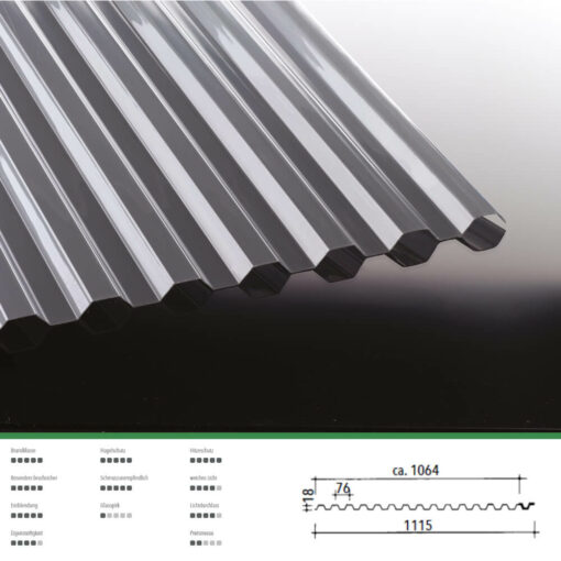 Macro Dachplatte aus Polycarbonat Profil 76-18 Spundwand Heatstop